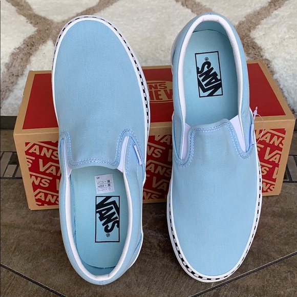 VANS CLASSIC SLIP-ON CHECK FOXING COOL BLUE men’s - Picture 8 of 16